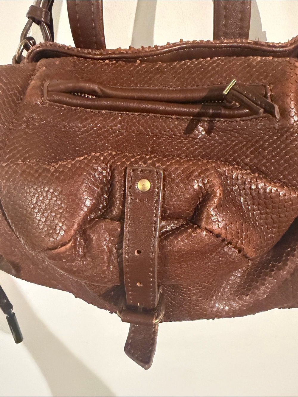 $920 Jerome Dreyfuss Billy Classic Brown snakeskin Satchel Handbag - Picture 6 of 14